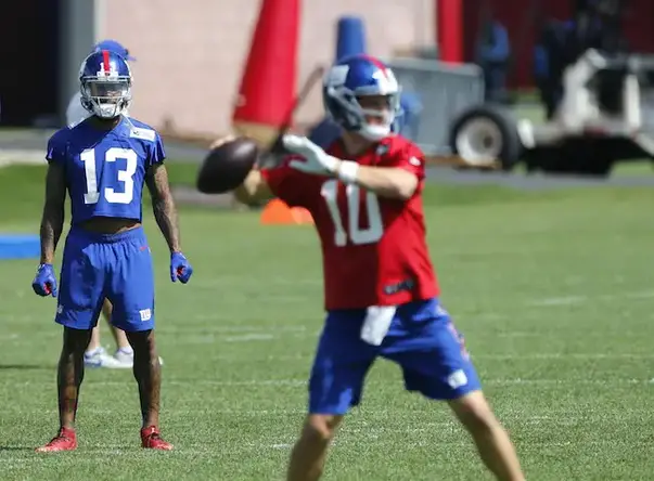 East Rutherford, New Jersey, USA. 21st May, 2018. New York Giants' wide  receiver Odell Beckham Jr (13) during organized team activities at the  Quest Diagnostics Training Center in East Rutherford, New Jersey.