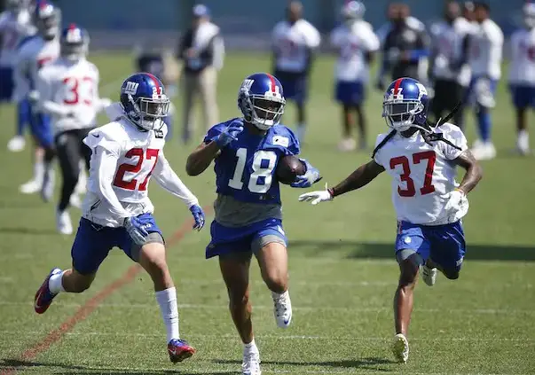 East Rutherford, New Jersey, USA. 21st May, 2018. New York Giants' wide  receiver Odell Beckham Jr (13) during organized team activities at the  Quest Diagnostics Training Center in East Rutherford, New Jersey.