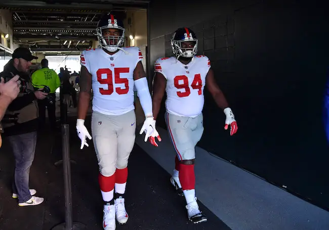 August 7, 2019, East Rutherford, New Jersey, USA: New York Giants  linebacker Josiah Tauaefa (48) during