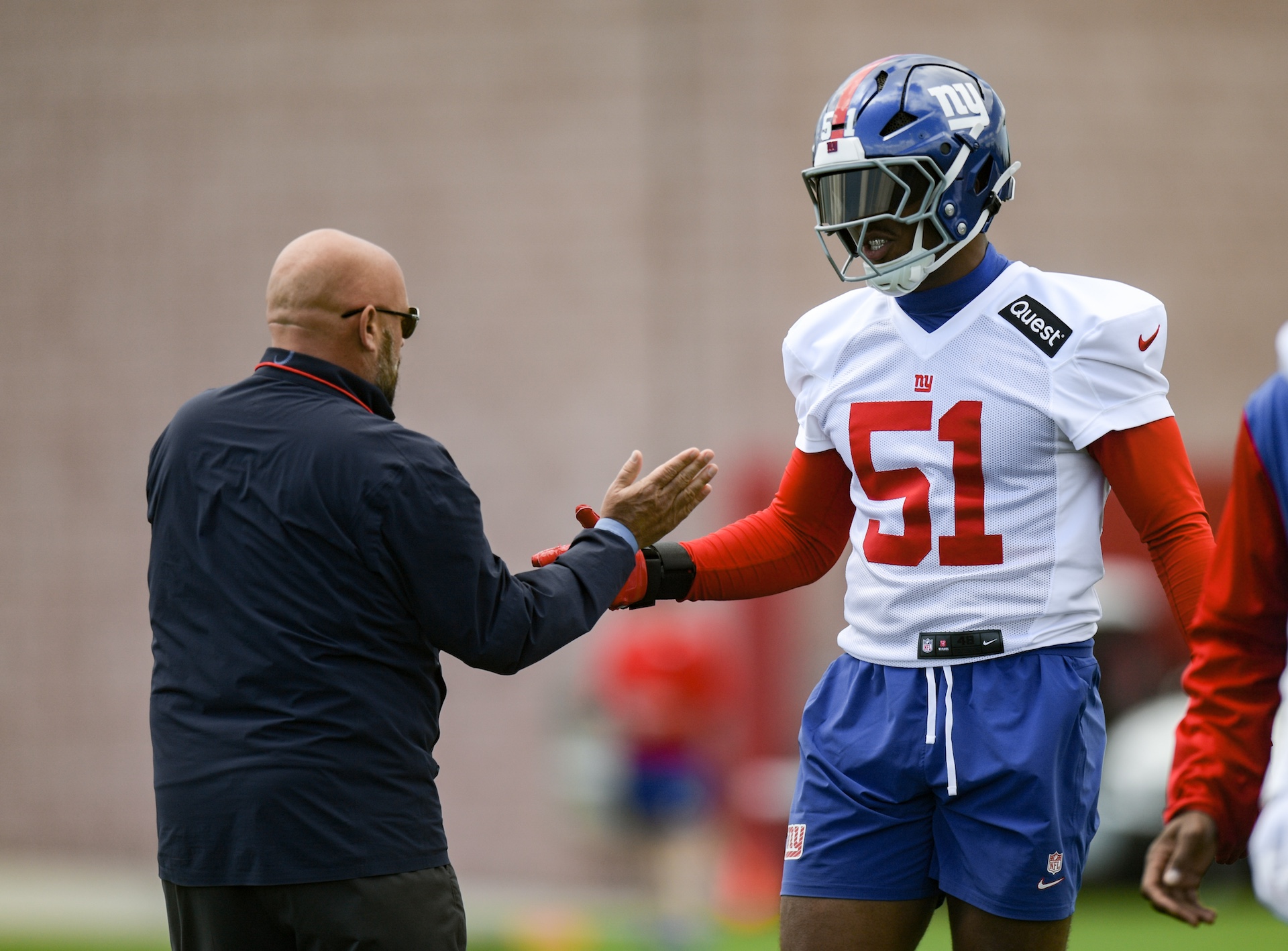 Brian Daboll and Abdul Carter, New York Giants (May 9, 2025)