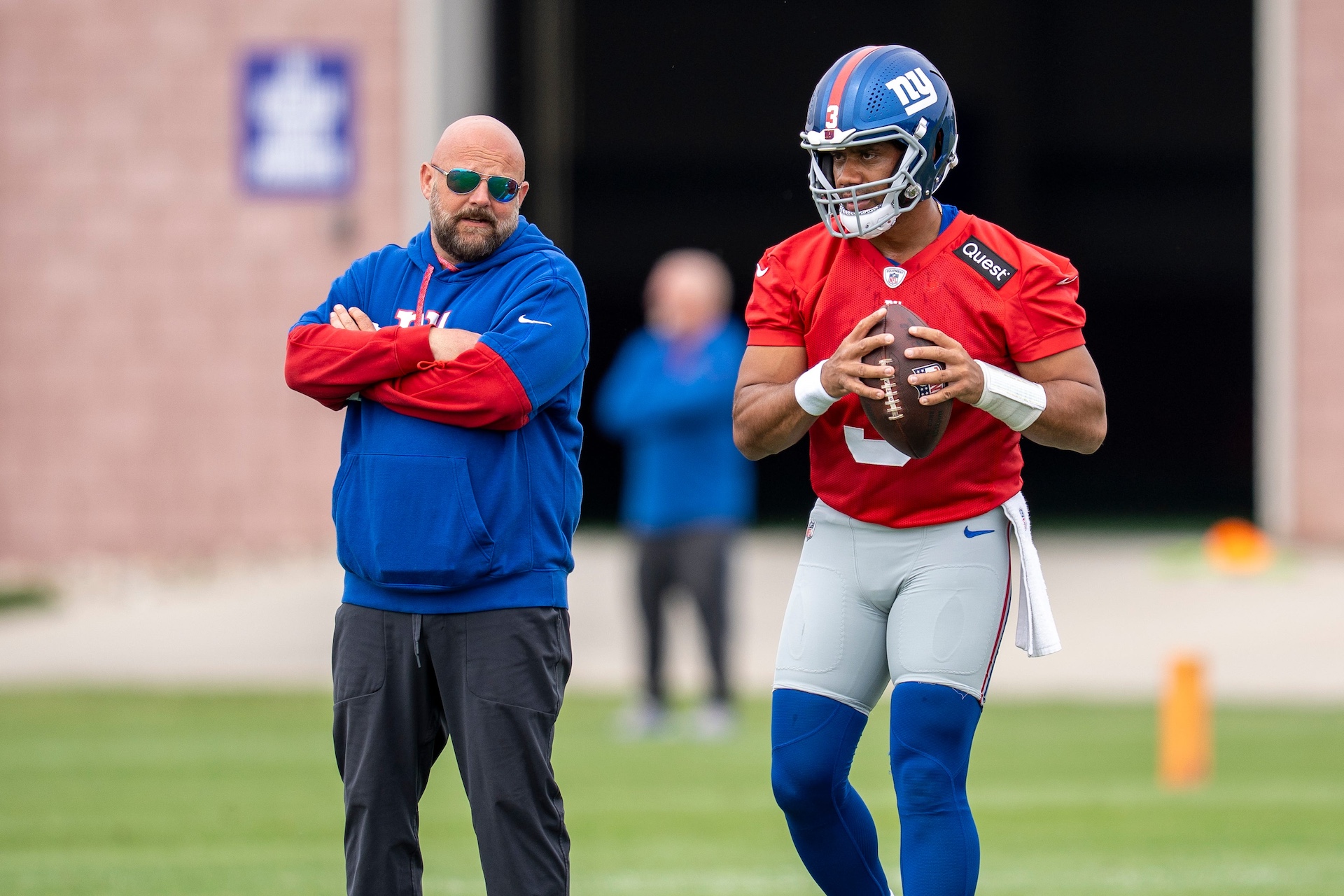 Brian Daboll and Russell Wilson, New York Giants (May 28, 2025)
