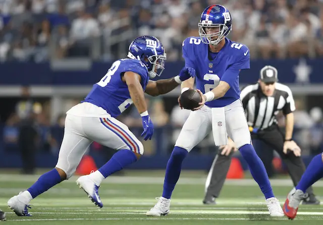 Dallas Cowboys cornerback Anthony Brown (30) celebrates returning a New  York Giants' Mike Glennon pass for