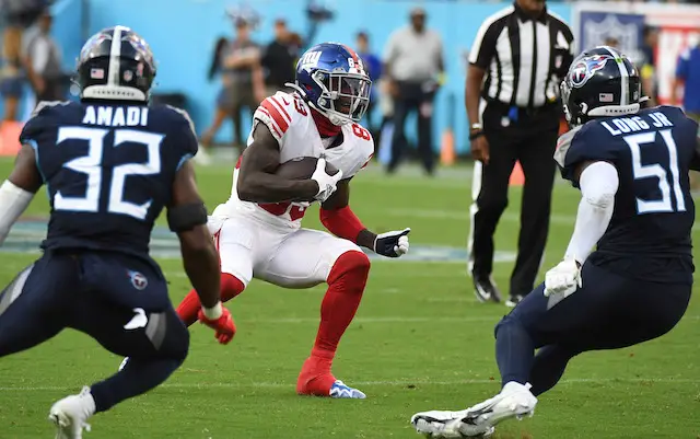 He didn't play in high school. Or college. Yet here is Roy Mbaeteka at  Giants training camp. - Newsday