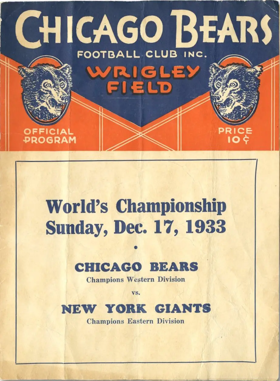 New York Giants Program Poster Cover Chicago Bears NFL Art Print