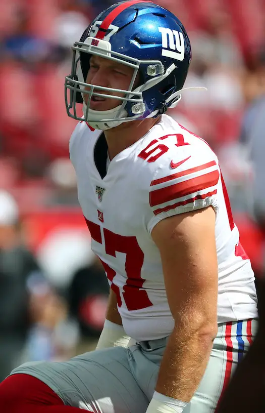 August 7, 2019, East Rutherford, New Jersey, USA: New York Giants  linebacker Josiah Tauaefa (48) during