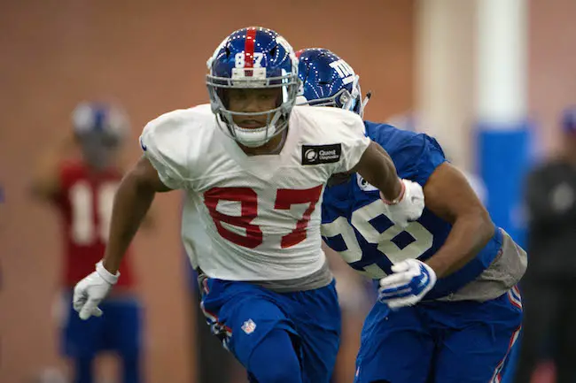 East Rutherford, New Jersey, USA. 21st May, 2018. New York Giants' wide  receiver Odell Beckham Jr (13) during organized team activities at the  Quest Diagnostics Training Center in East Rutherford, New Jersey.